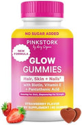 Gomitas Pink Stork Total Glow para Mujeres – Vitaminas para Cabello, Piel y Uñas con Biotina, A, B6, B12, Folato, Zinc y Más – 60 Gomitas de Sabor - imagen 1