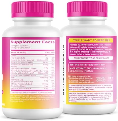Gomitas Pink Stork Total Glow para Mujeres – Vitaminas para Cabello, Piel y Uñas con Biotina, A, B6, B12, Folato, Zinc y Más – 60 Gomitas de Sabor - imagen 8
