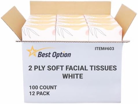 Papel Facial Suave de 2 Capas, Blanco, Caja de 100 Piezas | Profesional, Suave y Duradero | Ideal para Baño, Oficina, Negocios, Escuela (12 Cajas, - imagen 1