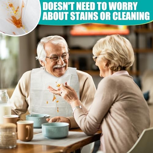 Bibs Desechables Novitex para Adultos - Grandes, de Plástico PE Firme, Absorbentes con Bolsillo - Ideales para Comer y Beber en Restaurantes, 100 - imagen 6