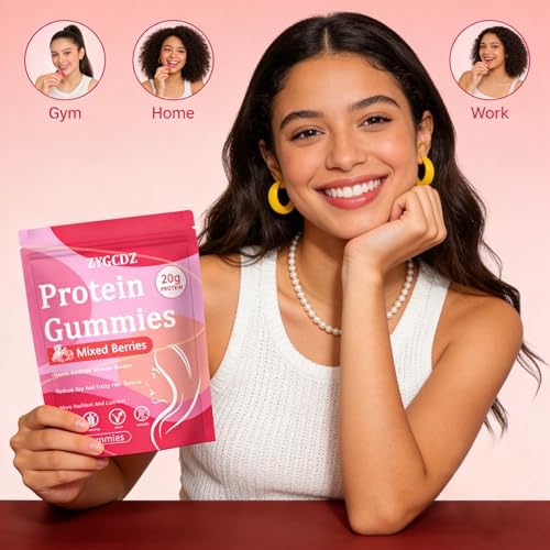 Gomitas de Proteína YKSDQ para Mujeres y Hombres, 20g de Proteína por Porción, Sin Azúcar, Veganas, Con Colágeno, Sabor a Berries Mixtas, 60 Gomitas - imagen 3
