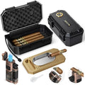 Set de Humidor de Viaje AWOTE con Encendedor de Soplete, Cenicero, Soporte, Humidificador y Higrómetro, Estuche Portátil para Cigarros con Accesorios - imagen 1