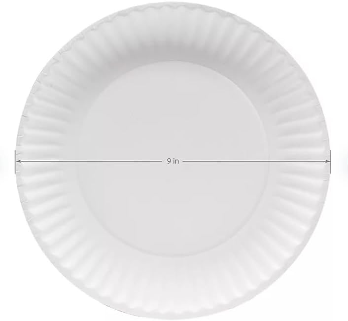 Platos Desechables de Papel Ecowal 300 Piezas de 9 Pulgadas – Resistentes a Grasas, Impermeables y Apto para Microondas – Blancos para BBQ, Fiestas, - imagen 1