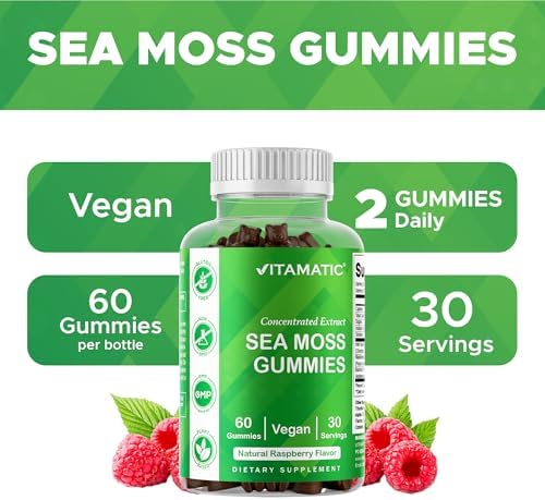 Gomitas de Musgo Marino Irlandés Vitamatic con Algas Marinas y Raíz de Bardana – Suplemento Botánico Vegano, No GMO – 60 Piezas - Paquete de 3 - imagen 3
