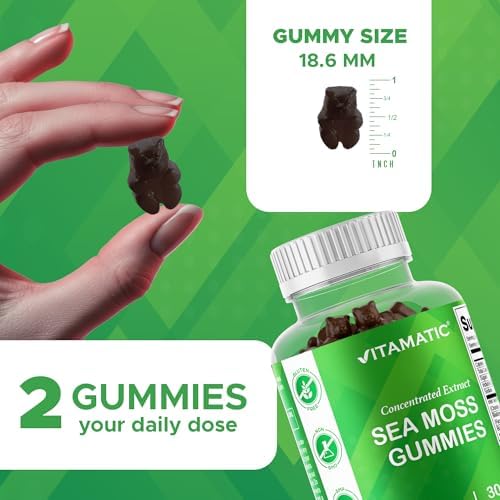 Gomitas de Musgo Marino Irlandés Vitamatic con Algas Marinas y Raíz de Bardana – Suplemento Botánico Vegano, No GMO – 60 Piezas - Paquete de 3 - imagen 4
