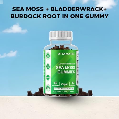 Gomitas de Musgo Marino Irlandés Vitamatic con Algas Marinas y Raíz de Bardana – Suplemento Botánico Vegano, No GMO – 60 Piezas - Paquete de 3 - imagen 6