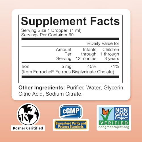 Nature's Nutra Easy Iron, Hierro Líquido Premium para Bebés, Niños y Adolescentes, Ferrochel, Anemia, No GMO, Kosher, 2 Fl. Oz (60ml) - imagen 2