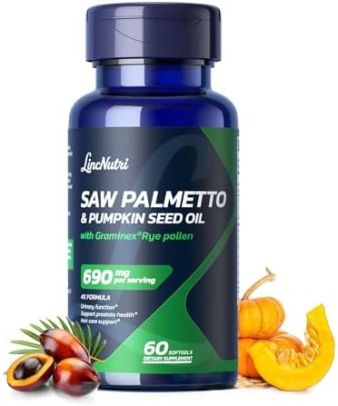 LincNutri Saw Palmetto para Hombres - Salud Prostática, Extracto de Aceite 320mg, 85% Ácidos Grasos, Aceite de Semilla de Calabaza y Ortiga, 60 - imagen 1
