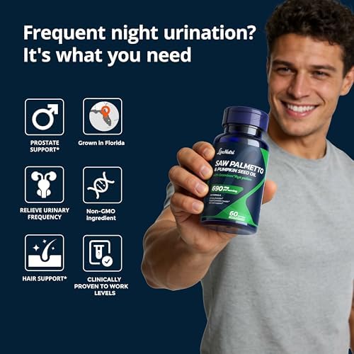 LincNutri Saw Palmetto para Hombres - Salud Prostática, Extracto de Aceite 320mg, 85% Ácidos Grasos, Aceite de Semilla de Calabaza y Ortiga, 60 - imagen 2