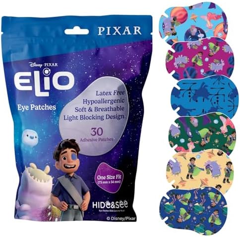 Parche ocular Disney & Pixar Elio para niños 30 piezas | Hipoalergénico, transpirable, diseños divertidos | Apoyo para tratamiento de ojo vago - imagen 1