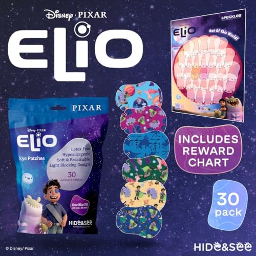 Parche ocular Disney & Pixar Elio para niños 30 piezas | Hipoalergénico, transpirable, diseños divertidos | Apoyo para tratamiento de ojo vago - imagen 2