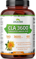 Zazzee CLA Alta Potencia 3600, 180 Softgels, 3600 mg por Porción, Ácido Linoleico Conjugado de Aceite de Cártamo, 60 Días, No GMO, Hecho en EE. UU. - imagen 1