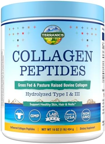 Colágeno Hidrolizado en Polvo Terranics, de Res Alimentada con Pasto, Tipo I y III, Sin Azúcar ni Hormonas, Apoyo a la Belleza, 16oz - imagen 1