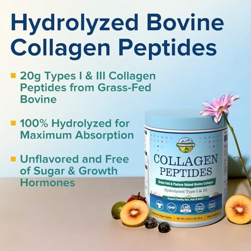 Colágeno Hidrolizado en Polvo Terranics, de Res Alimentada con Pasto, Tipo I y III, Sin Azúcar ni Hormonas, Apoyo a la Belleza, 16oz - imagen 3