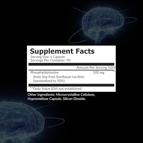 Suplemento de Fosfatidilserina Intelligent Labs 100mg, 90 Cápsulas de Alta Potencia, 100% Libre de Soja y Alérgenos, Fosfatidilserina Pura de - imagen 2