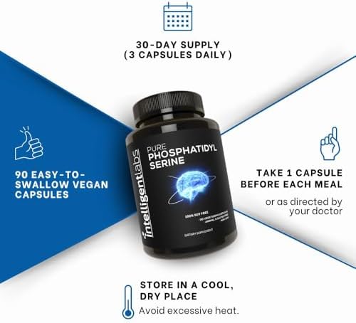 Suplemento de Fosfatidilserina Intelligent Labs 100mg, 90 Cápsulas de Alta Potencia, 100% Libre de Soja y Alérgenos, Fosfatidilserina Pura de - imagen 5