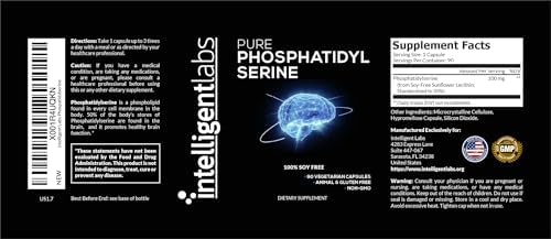 Suplemento de Fosfatidilserina Intelligent Labs 100mg, 90 Cápsulas de Alta Potencia, 100% Libre de Soja y Alérgenos, Fosfatidilserina Pura de - imagen 6