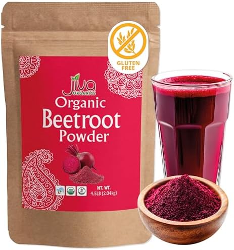 Jiva Organics Polvo de Remolacha Orgánica 4.5 Libras - 10% Extra, No GMO, Sin Gluten, Soluble en Agua, Ideal para Batidos, Suplemento de Remolacha - imagen 1