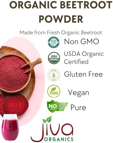 Jiva Organics Polvo de Remolacha Orgánica 4.5 Libras - 10% Extra, No GMO, Sin Gluten, Soluble en Agua, Ideal para Batidos, Suplemento de Remolacha - imagen 2