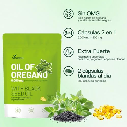 Cápsulas de Aceite de Orégano MicaNutra, Aceite de Orégano Balanceado con Aceite de Semilla Negra, Softgels Orgánicos, Carvacrol, Timoquinona, No - imagen 2