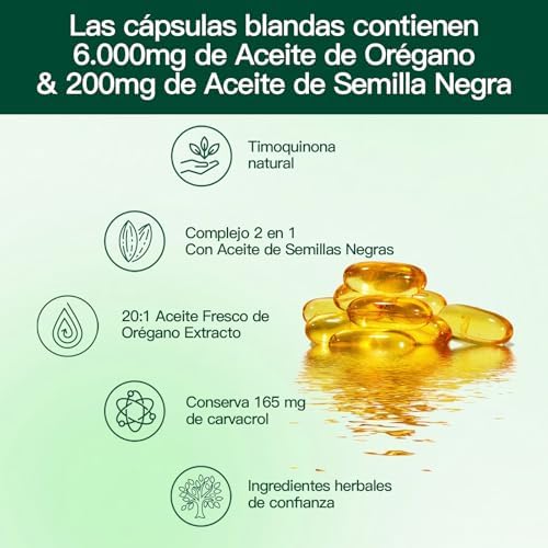 Cápsulas de Aceite de Orégano MicaNutra, Aceite de Orégano Balanceado con Aceite de Semilla Negra, Softgels Orgánicos, Carvacrol, Timoquinona, No - imagen 4