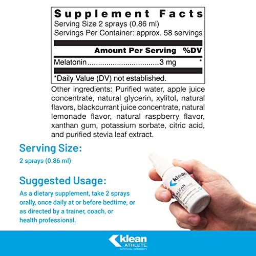 Klean Athlete Klean Melatonin | Suplemento para Dormir que Apoya Ciclos de Sueño Saludables y Recuperación | Spray Líquido de 1.7 Onzas | Sabor - imagen 2