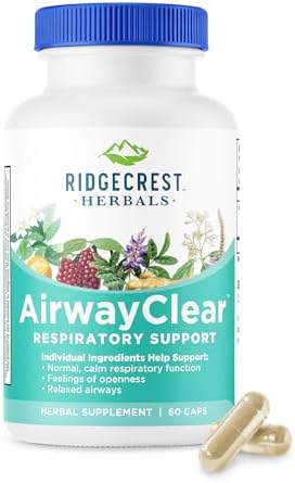 Suplementos Ridgecrest Herbals AirwayClear para la Salud Pulmonar y Soporte Respiratorio con Fruto de Schisandra, Corteza de Canela y Jengibre, - imagen 1