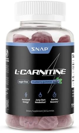 Gomitas Veganas Snap Supplements L-Carnitina Tartrato Sin Azúcar 500mg, Suplemento de Aminoácidos para Recuperación, Metabolismo y Energía, 60 - imagen 1