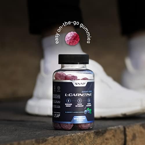 Gomitas Veganas Snap Supplements L-Carnitina Tartrato Sin Azúcar 500mg, Suplemento de Aminoácidos para Recuperación, Metabolismo y Energía, 60 - imagen 4