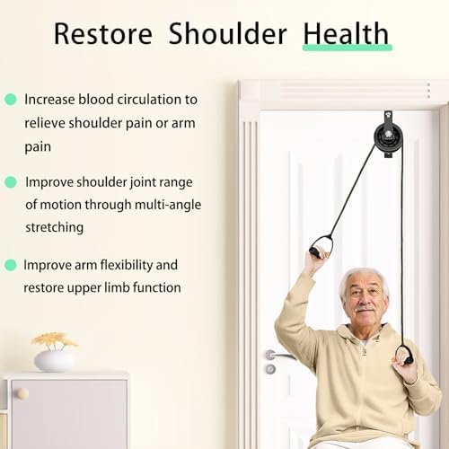 Polea para Hombro con Soporte Metálico Fijo, Sistema de Terapia Física para Rehabilitación, Ejercitador de Puerta para Estiramientos y Recuperación - imagen 2