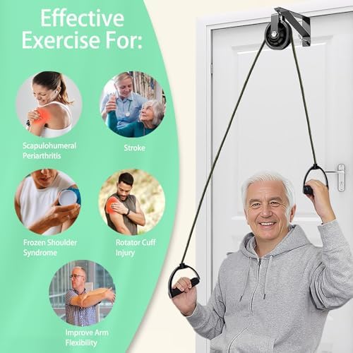 Polea para Hombro con Soporte Metálico Fijo, Sistema de Terapia Física para Rehabilitación, Ejercitador de Puerta para Estiramientos y Recuperación - imagen 3