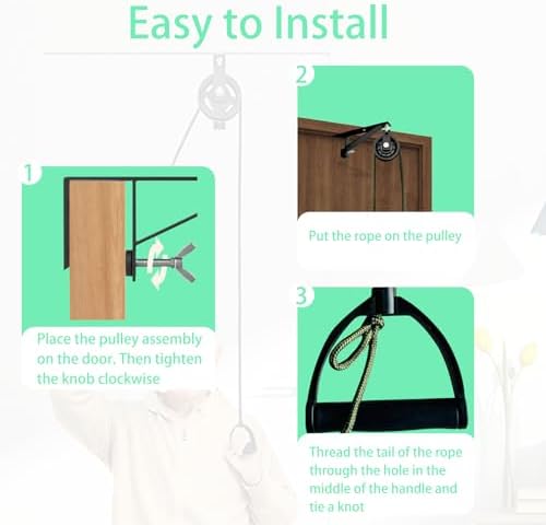 Polea para Hombro con Soporte Metálico Fijo, Sistema de Terapia Física para Rehabilitación, Ejercitador de Puerta para Estiramientos y Recuperación - imagen 6