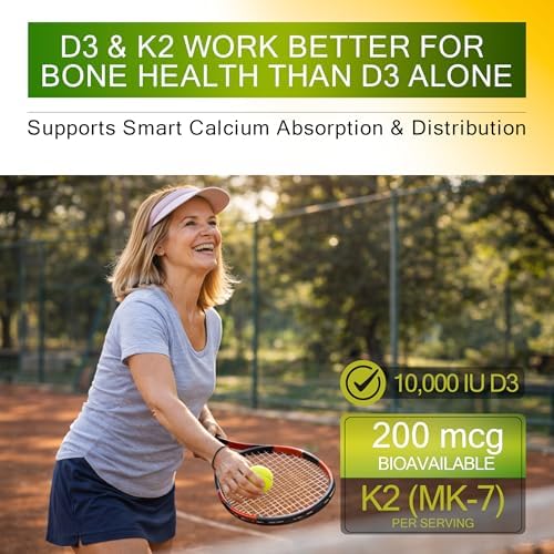 VITAMINA D3 K2 [Alta Dosis] 10,000 UI con Magnesio Glicinato 350mg, Zinc y Moringa - Soporte Óseo e Inmunológico - 200mcg K2 MK-7 - Softgels Sin OGM - imagen 4