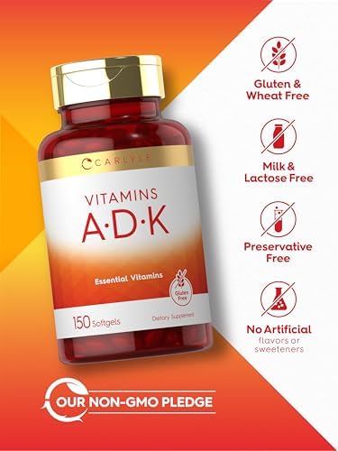 Suplemento de Vitaminas ADK Carlyle | 150 Softgels | Vitaminas A, D3 (5000 IU), K1, K2 (MK-4 & MK-7) | Sin OGM, Sin Gluten - imagen 5