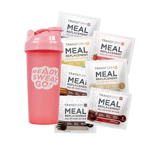 Caja de Batidos Sustitutos de Comida TransformHQ con Shaker Rosa, 7 Paquetes de Porción Individual - imagen 1