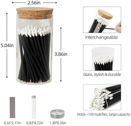 Fósforos de Seguridad Noblesse de Colores | Fósforos de 4 Pulgadas en Tarro de Vidrio | 150 Piezas | Ideal para Encender Velas | Incluye 10 Velas y - imagen 4