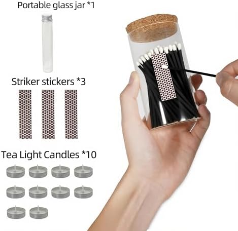 Fósforos de Seguridad Noblesse de Colores | Fósforos de 4 Pulgadas en Tarro de Vidrio | 150 Piezas | Ideal para Encender Velas | Incluye 10 Velas y - imagen 5