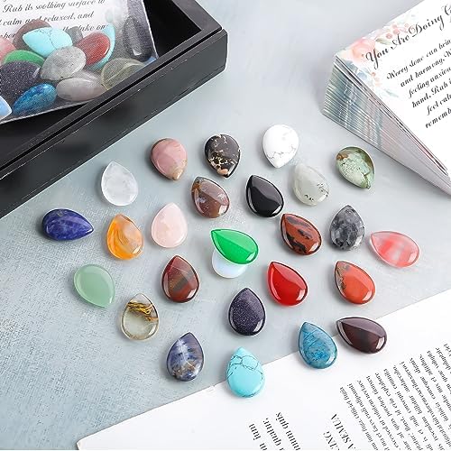 Sasylvia 50 Sets de Regalos Inspiracionales para la Ansiedad: 50 Piedras de Preocupación, 50 Etiquetas Inspiradoras y 50 Bolsas de Organza para - imagen 4