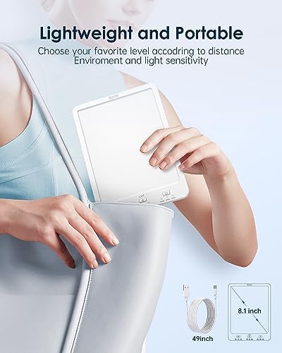 Lámparas de Terapia de Luz SUXIO Recargables, 10000 Lux, Luz Solar con Función de Despertador, Caja de Terapia para Mejorar el Ánimo en Casa/Oficina - imagen 6