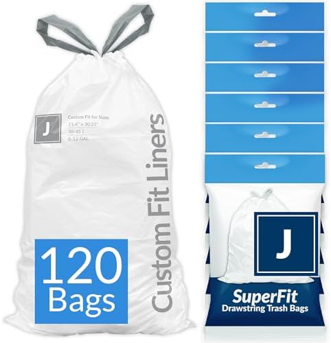 Reli. SuperFit Código J (120 Piezas) | Compatible con Simplehuman Código J | Bolsas de Basura con Cuerda | Paquete de Dispensador | 30-45 Litros / - imagen 1