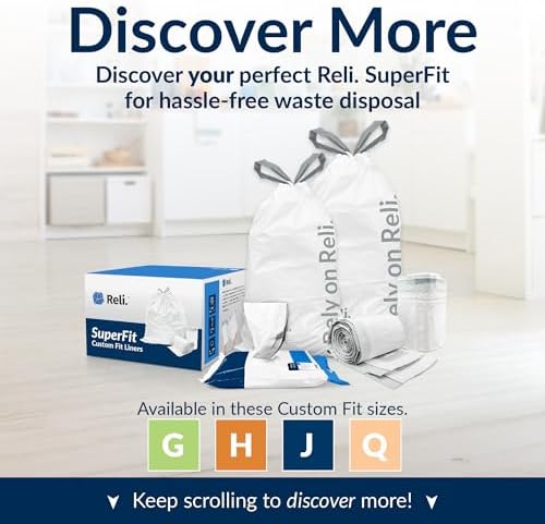 Reli. SuperFit Código J (120 Piezas) | Compatible con Simplehuman Código J | Bolsas de Basura con Cuerda | Paquete de Dispensador | 30-45 Litros / - imagen 6