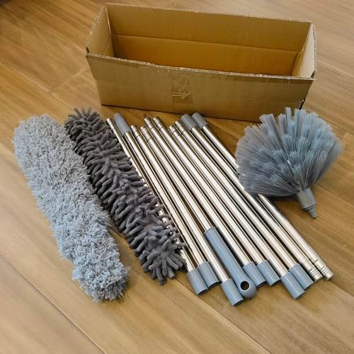 Kit de Plumero de Alcance Alto de 20+ Pies con Extensión de 3-14 Pies para Limpiar Ventiladores, Telarañas, Techos Altos, Persianas, Muebles y Autos - imagen 8