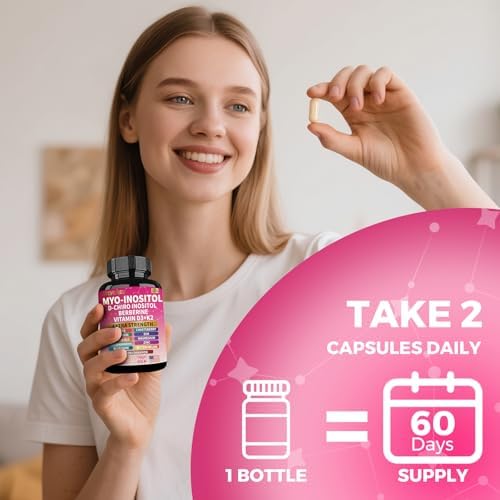Suplemento de Myo Inositol con D-Chiro Inositol, Folato, DIM, Vitaminas D3, B12, K2, Cromo, Bioperina, Canela de Ceilán, Zinc, Ashwagandha y - imagen 8