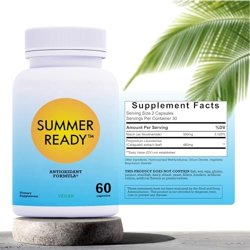 Cápsulas Suplemento para el Cuidado de la Piel - Nicotinamida/Niacinamida/Niacina 500mg (Vitamina B3) y Extracto de Polypodium Leucotomos 480mg, Rica - imagen 2