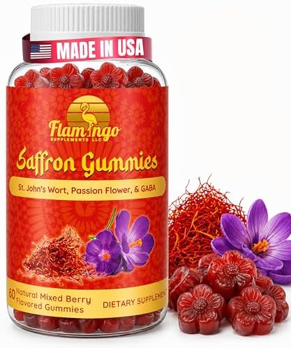 Gomitas de Extracto de Azafrán Sin Azúcar - Suplemento de Azafrán con GABA, Hierba de San Juan y Flor de Pasión - Apoyo para Enfoque y Ánimo, 60 - imagen 1