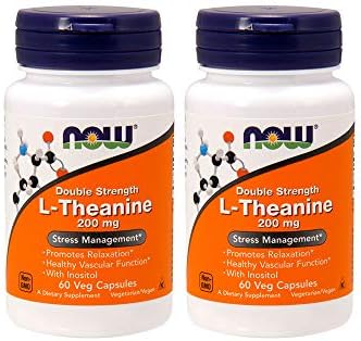 NOW Foods L-Theanine 200 mg, 60 Cápsulas Vegetales (Paquete de 2) - imagen 1