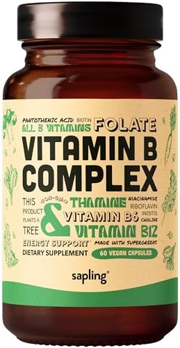 Sapling Complejo de Vitaminas B Vegano - Mezcla de Alimentos Integrales con Vitaminas Esenciales B1, B2, B3, B5, B6, B7, Folato, B12 - 60 Cápsulas - imagen 1