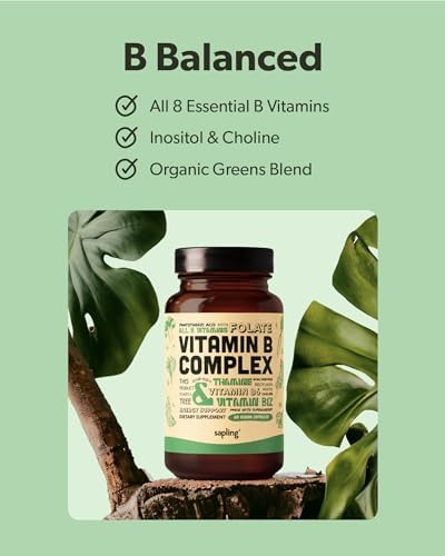 Sapling Complejo de Vitaminas B Vegano - Mezcla de Alimentos Integrales con Vitaminas Esenciales B1, B2, B3, B5, B6, B7, Folato, B12 - 60 Cápsulas - imagen 3