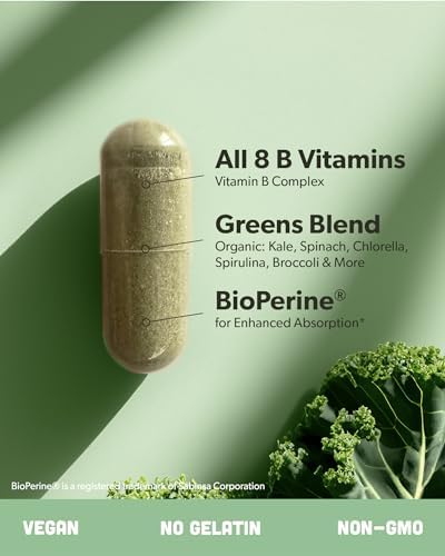 Sapling Complejo de Vitaminas B Vegano - Mezcla de Alimentos Integrales con Vitaminas Esenciales B1, B2, B3, B5, B6, B7, Folato, B12 - 60 Cápsulas - imagen 4