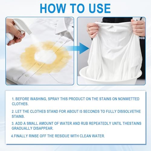 Removedor de Manchas para Ropa 2 Piezas, Spray Emulsificador No Iónico, Limpiador Potente con Enzimas Activas para Lavado de Ropa - imagen 7